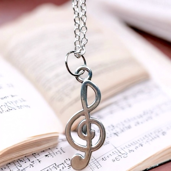 Alaska wild rose designs Jewelry - Treble Clef Silver Necklace